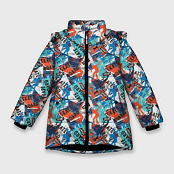 Куртка зимняя для девочки SKATEBOARD, цвет: 3D-черный