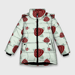 Куртка зимняя для девочки Узор розы, цвет: 3D-черный