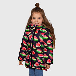 Куртка зимняя для девочки Арбузное лето, цвет: 3D-черный — фото 2