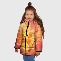 Куртка зимняя для девочки Пикачу на облачках, цвет: 3D-красный — фото 2