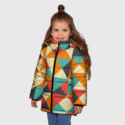 Куртка зимняя для девочки Треугольники, цвет: 3D-черный — фото 2