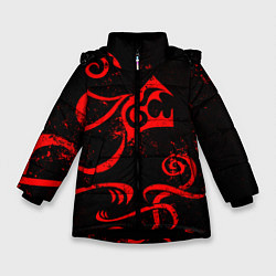 Куртка зимняя для девочки ТАТУИРОВКА ДРАКЕНА, цвет: 3D-черный
