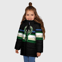 Куртка зимняя для девочки Milwaukee Bucks форма Statement Edition, цвет: 3D-черный — фото 2