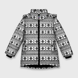 Куртка зимняя для девочки Геометрический узор, цвет: 3D-черный