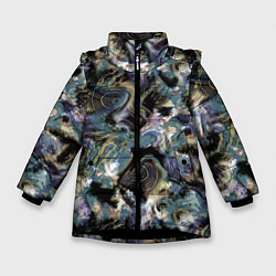 Куртка зимняя для девочки Узор для рыбака, цвет: 3D-черный