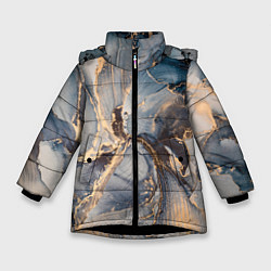 Куртка зимняя для девочки Fluid art ink mix, цвет: 3D-черный