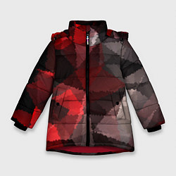 Куртка зимняя для девочки Серо-красная абстракция, цвет: 3D-красный