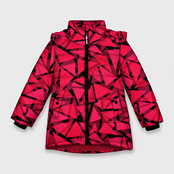 Куртка зимняя для девочки Красно-черный полигональный, цвет: 3D-красный