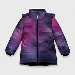 Куртка зимняя для девочки Фиолетово-бордовый узор, цвет: 3D-черный