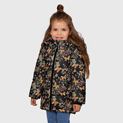 Куртка зимняя для девочки Ретро узор Бабочки, цвет: 3D-черный — фото 2
