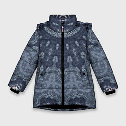 Куртка зимняя для девочки Серый восточный орнамент мандала, цвет: 3D-черный