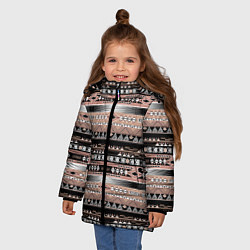 Куртка зимняя для девочки Полосатый этнический орнамент, цвет: 3D-черный — фото 2