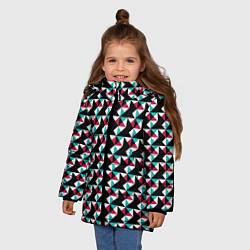 Куртка зимняя для девочки Красно-черный абстрактный узор, цвет: 3D-черный — фото 2