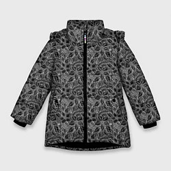 Куртка зимняя для девочки Черно-белый ажурный узор, цвет: 3D-черный