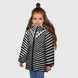 Куртка зимняя для девочки Полосатый комбинированный узор, цвет: 3D-черный — фото 2