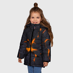 Куртка зимняя для девочки ТРЕЩИНЫ ЗЕМЛИ 3D CRACKS НЕОН, цвет: 3D-черный — фото 2