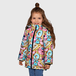 Куртка зимняя для девочки Вкусный узор из сладостей, цвет: 3D-красный — фото 2