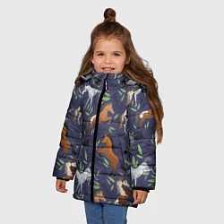Куртка зимняя для девочки Лошадки узор, цвет: 3D-черный — фото 2