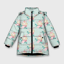 Куртка зимняя для девочки Милые Единороги - девочки, цвет: 3D-черный