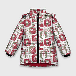 Куртка зимняя для девочки Санта везёт подарки, цвет: 3D-красный