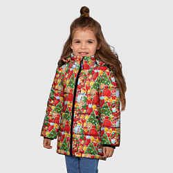 Куртка зимняя для девочки Merry Christmas символика, цвет: 3D-красный — фото 2