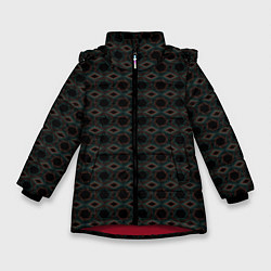 Куртка зимняя для девочки Абстракция из многоугольников и линий, цвет: 3D-красный