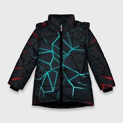 Куртка зимняя для девочки Геометрический фон, цвет: 3D-черный