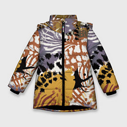 Куртка зимняя для девочки Зебра Пятнистая, цвет: 3D-черный