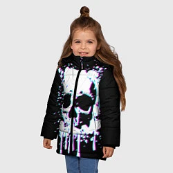 Куртка зимняя для девочки Мерцающий череп, цвет: 3D-черный — фото 2