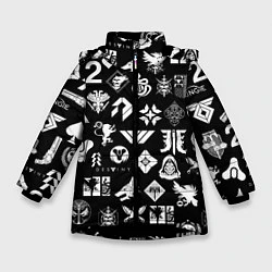 Куртка зимняя для девочки DESTINY 2 PATTERN GAME LOGO ДЕСТИНИ 2 ПАТТЕРН СИМВ, цвет: 3D-черный