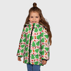Куртка зимняя для девочки Новогодние ёлки и подарки, цвет: 3D-черный — фото 2