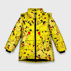 Куртка зимняя для девочки ПИКАЧУ ПОКЕМОН PIKA PIKA, цвет: 3D-черный