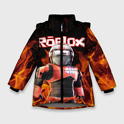 Куртка зимняя для девочки ROBLOX FIRE РОБЛОКС ОГОНЬ ПОЖАРНЫЙ, цвет: 3D-светло-серый
