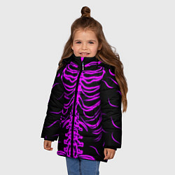 Куртка зимняя для девочки Розовые кости, цвет: 3D-черный — фото 2