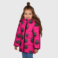 Куртка зимняя для девочки Игра в кальмара TКК, цвет: 3D-черный — фото 2