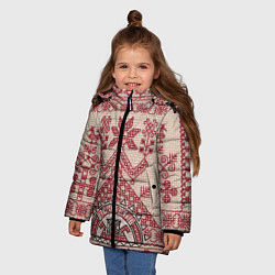 Куртка зимняя для девочки Славянская вышивка Узоры Руси, цвет: 3D-черный — фото 2