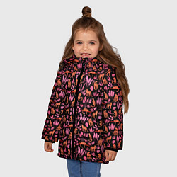 Куртка зимняя для девочки ГЕПАРД В ЛИСТВЕ, цвет: 3D-черный — фото 2