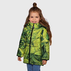 Куртка зимняя для девочки Растительная жизнь - Хоста, цвет: 3D-черный — фото 2