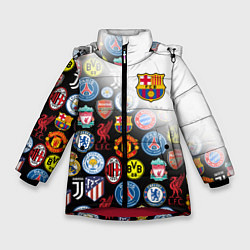 Куртка зимняя для девочки FC BARCELONA LOGOBOMBING, цвет: 3D-красный