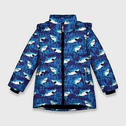 Куртка зимняя для девочки Акулы SURF, цвет: 3D-черный