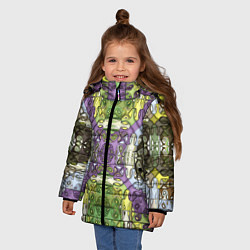 Куртка зимняя для девочки Коллекция Фрактальная мозаика Фиолетово-зеленый, цвет: 3D-светло-серый — фото 2