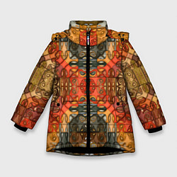 Куртка зимняя для девочки Коллекция Фрактальная мозаика Оранжевый, цвет: 3D-черный