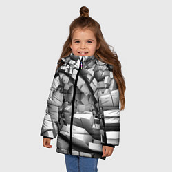 Куртка зимняя для девочки Геометрическая объёмная абстракция, цвет: 3D-светло-серый — фото 2