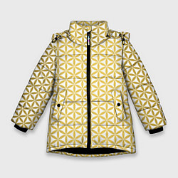 Куртка зимняя для девочки Цветок Жизни золото, цвет: 3D-черный