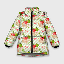 Зимняя куртка для девочки Яблочный пирог паттерн