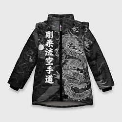 Куртка зимняя для девочки Токийский Дракон Иероглифы Dragon Japan, цвет: 3D-светло-серый