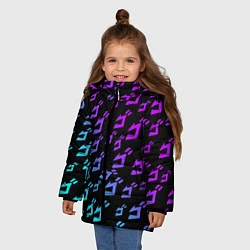 Куртка зимняя для девочки JOJOS BIZARRE ADVENTURE NEON PATTERN НЕОН УЗОР, цвет: 3D-светло-серый — фото 2