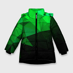 Куртка зимняя для девочки Изумрудный Зеленый Геометрия, цвет: 3D-черный