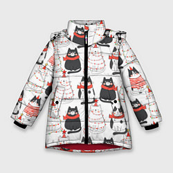Куртка зимняя для девочки НОВОГОДНИЕ КОТИКИ 2022, цвет: 3D-красный