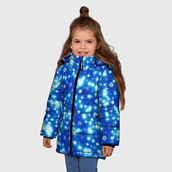 Куртка зимняя для девочки Сверкающие снежинки, цвет: 3D-светло-серый — фото 2